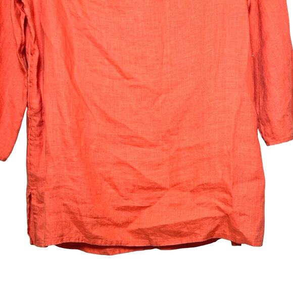 NWT Chicos Women’s 100% Linen Lace Detail Blouse Tangelo  Size Small (0) - Picture 8 of 9